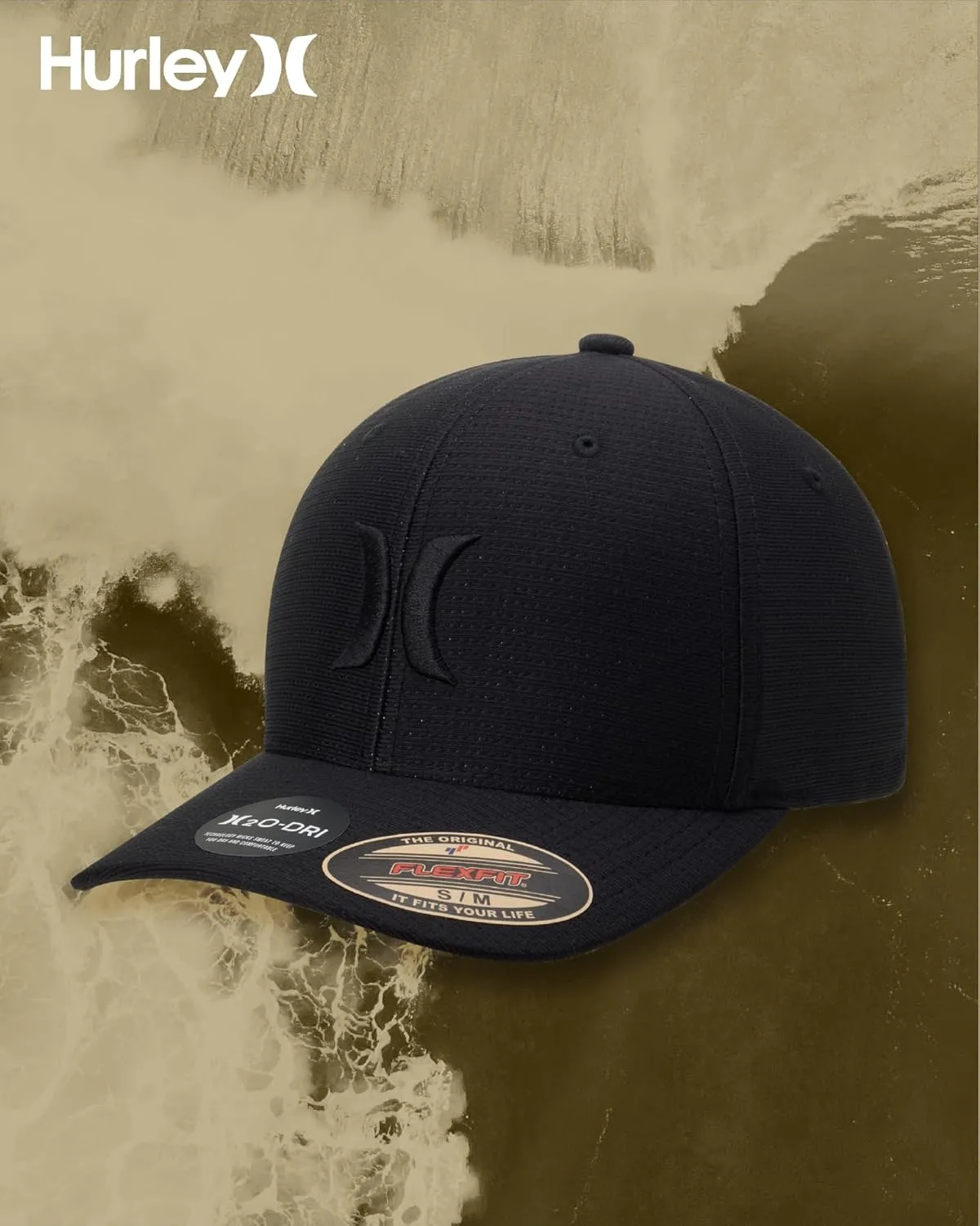 Hurley Men's Baseball Cap  Lightweight Curved Bill H2O Dri Fitted Caps for Men