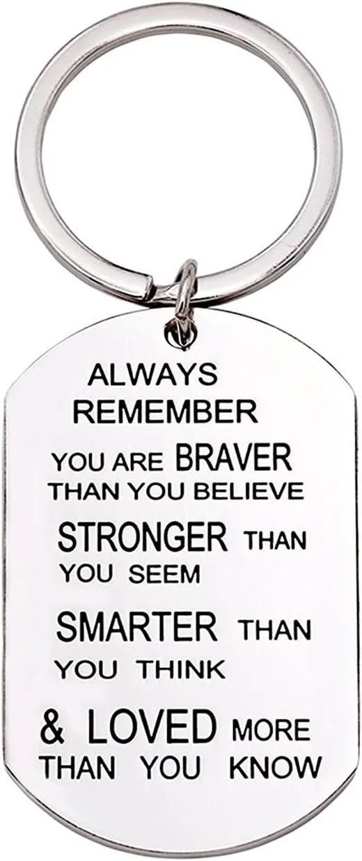 Inspirational Gifts for Women, Best Friend Birthday Keychain Gifts, Always Remember You are Braver Stronger Smarter Than You Think, Titanium Steel Key Chains