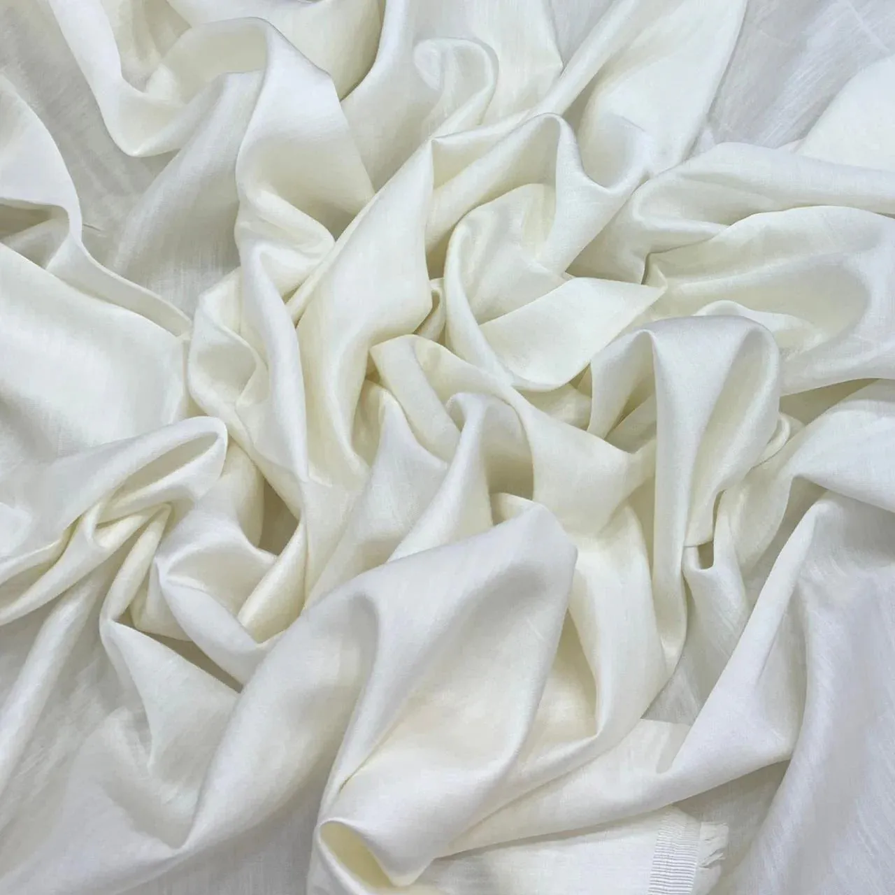 Ivory Plain Viscose Linen Satin Fabric (Wholesale)