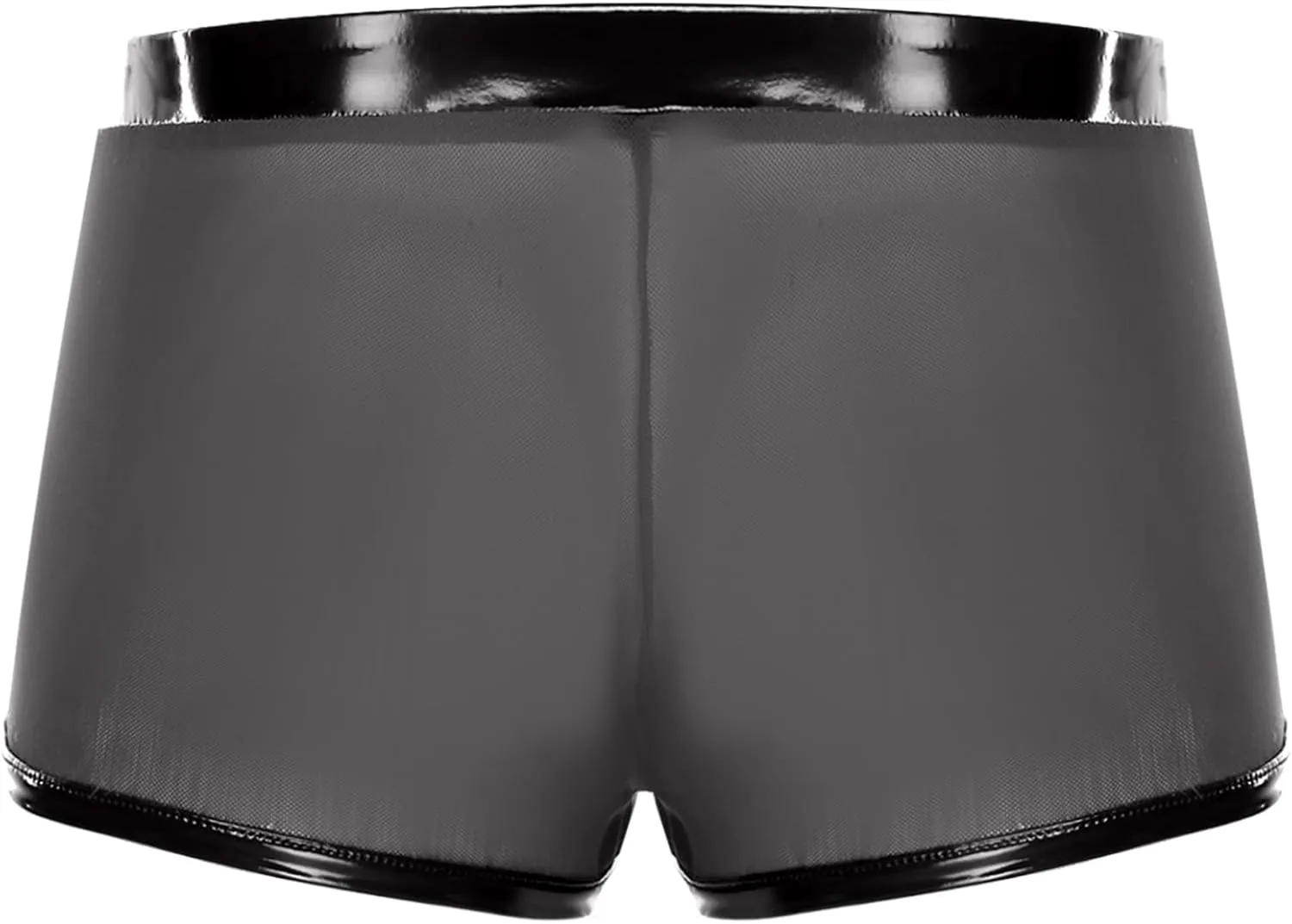 Jelory Sexy Sheer Boxer Briefs for Men Leather Trim Tie Up Gym Underwear Pole Dance Fitness Night Outfits
