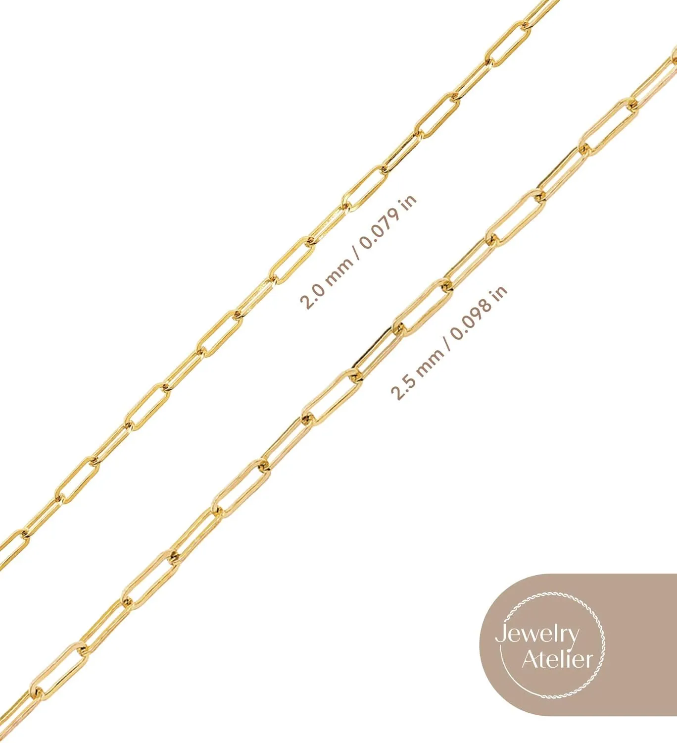Jewelry Atelier Gold Chain Necklace Collection for Women and Men - Box, Clip & Cable