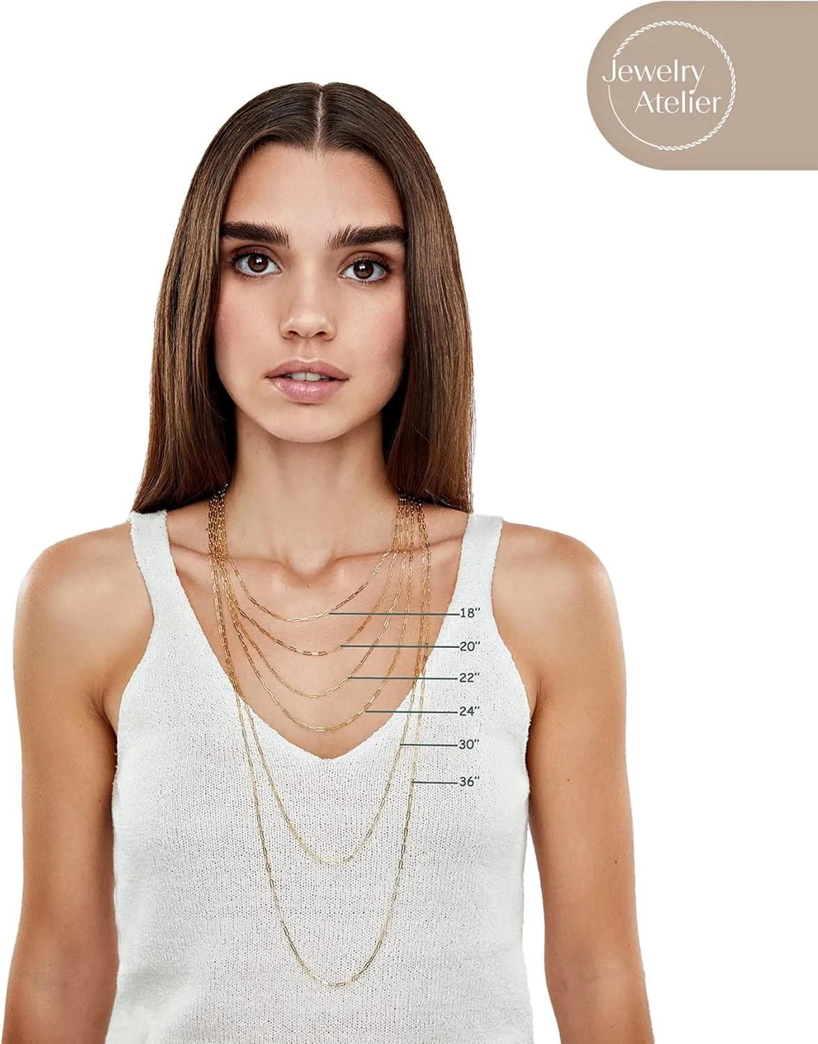 Jewelry Atelier Gold Chain Necklace Collection for Women and Men - Box, Clip & Cable