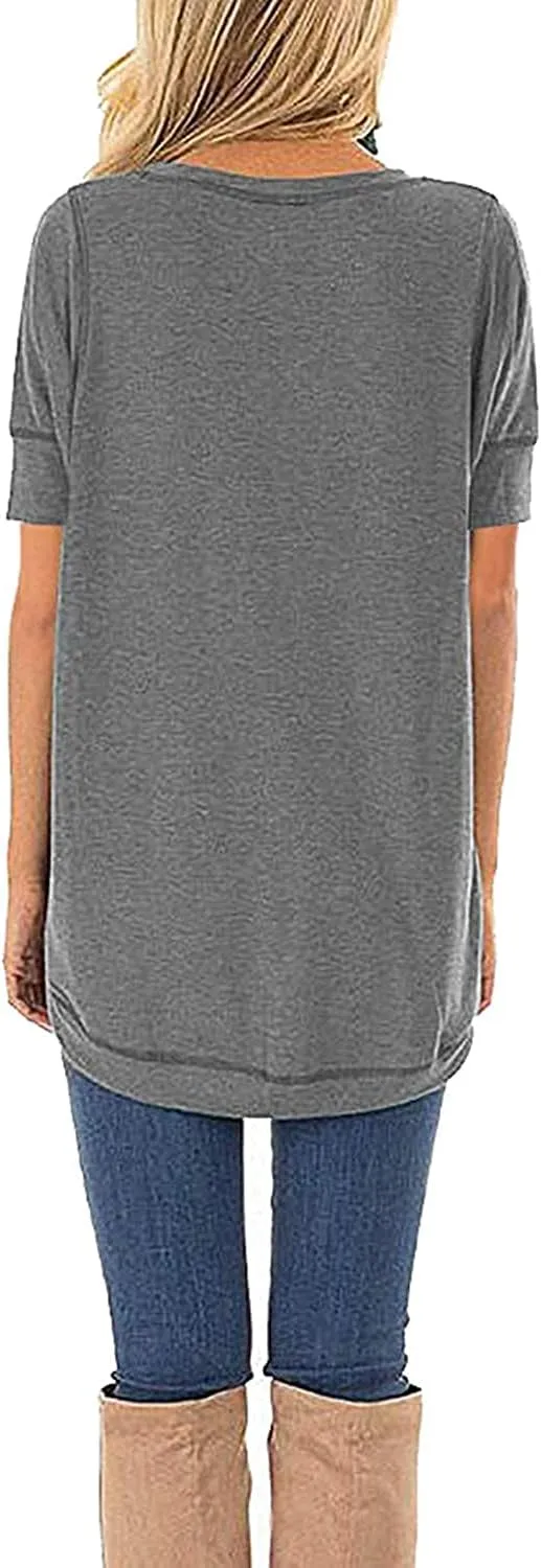 JomeDesign Summer Tops for Women Short Sleeve Shirts V Neck Tshirts Casual Tunic Tops