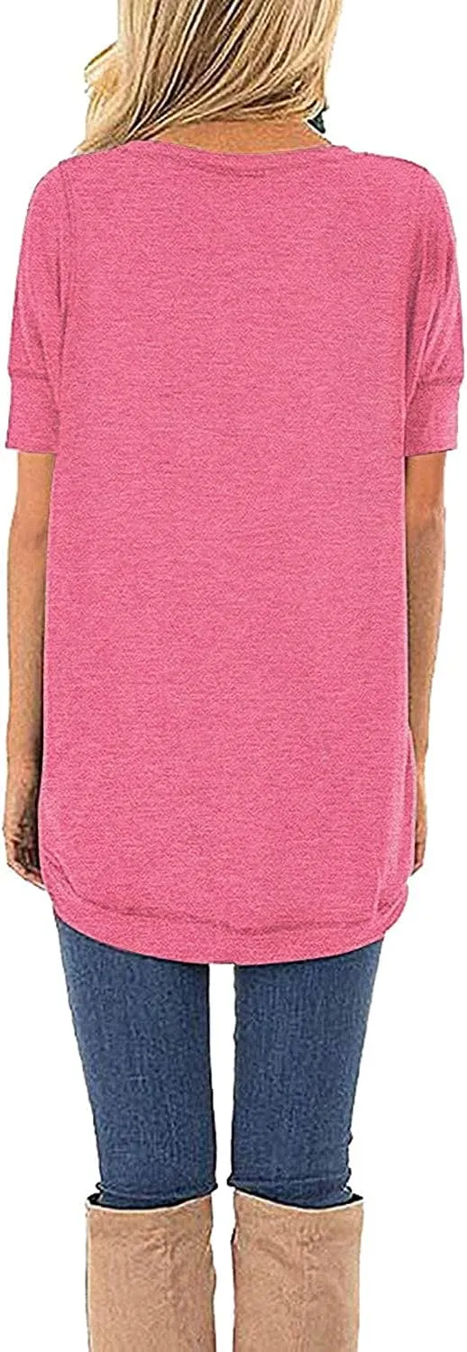JomeDesign Summer Tops for Women Short Sleeve Shirts V Neck Tshirts Casual Tunic Tops