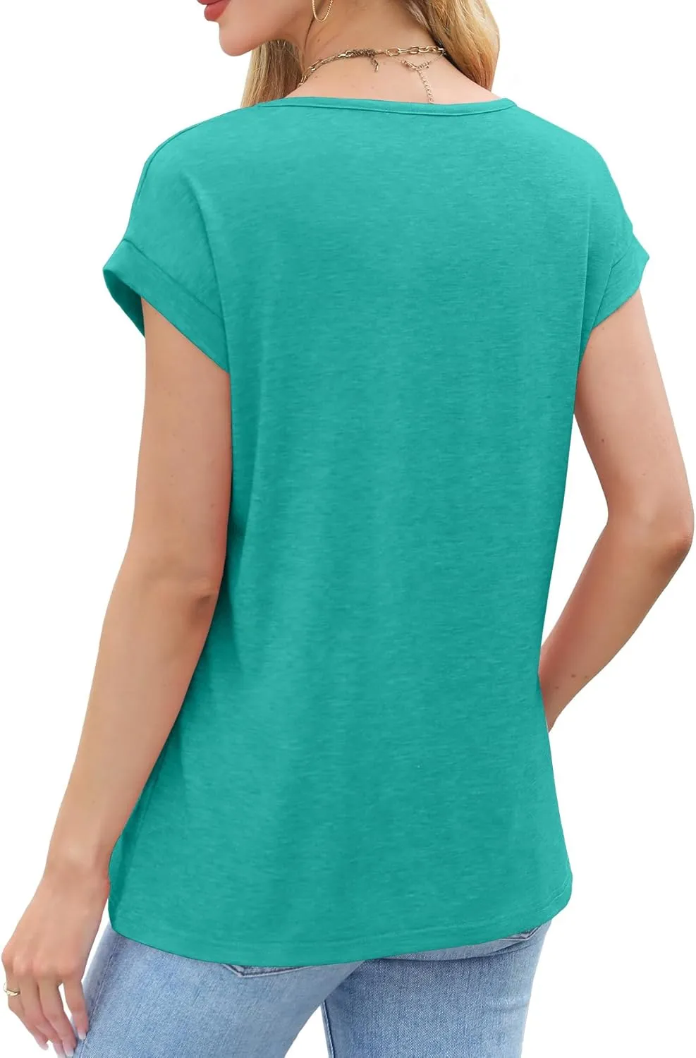 JomeDesign Womens Summer Tops Short Sleeve Shirts V Neck Tshirts Loose Casual Tunic Blouses Criss Cross Tees