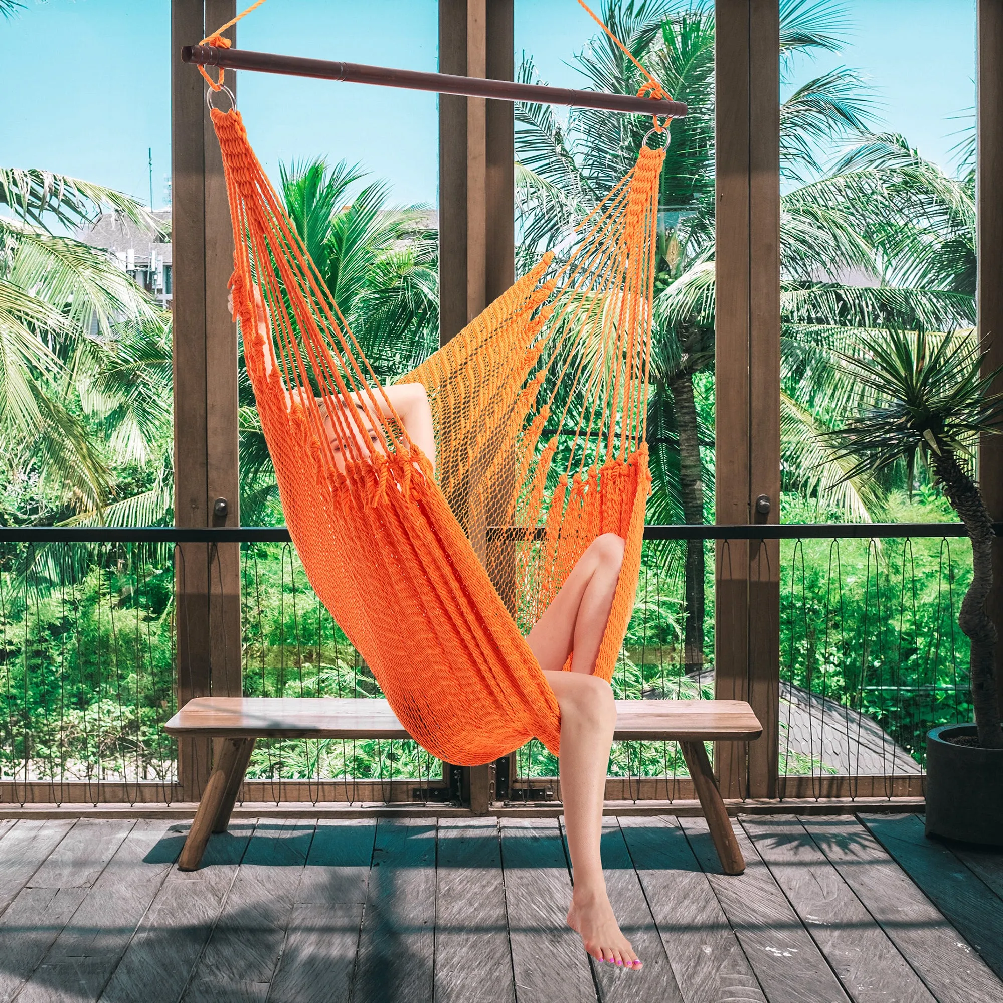 Jumbo Caribbean Hammock Chair - Orange