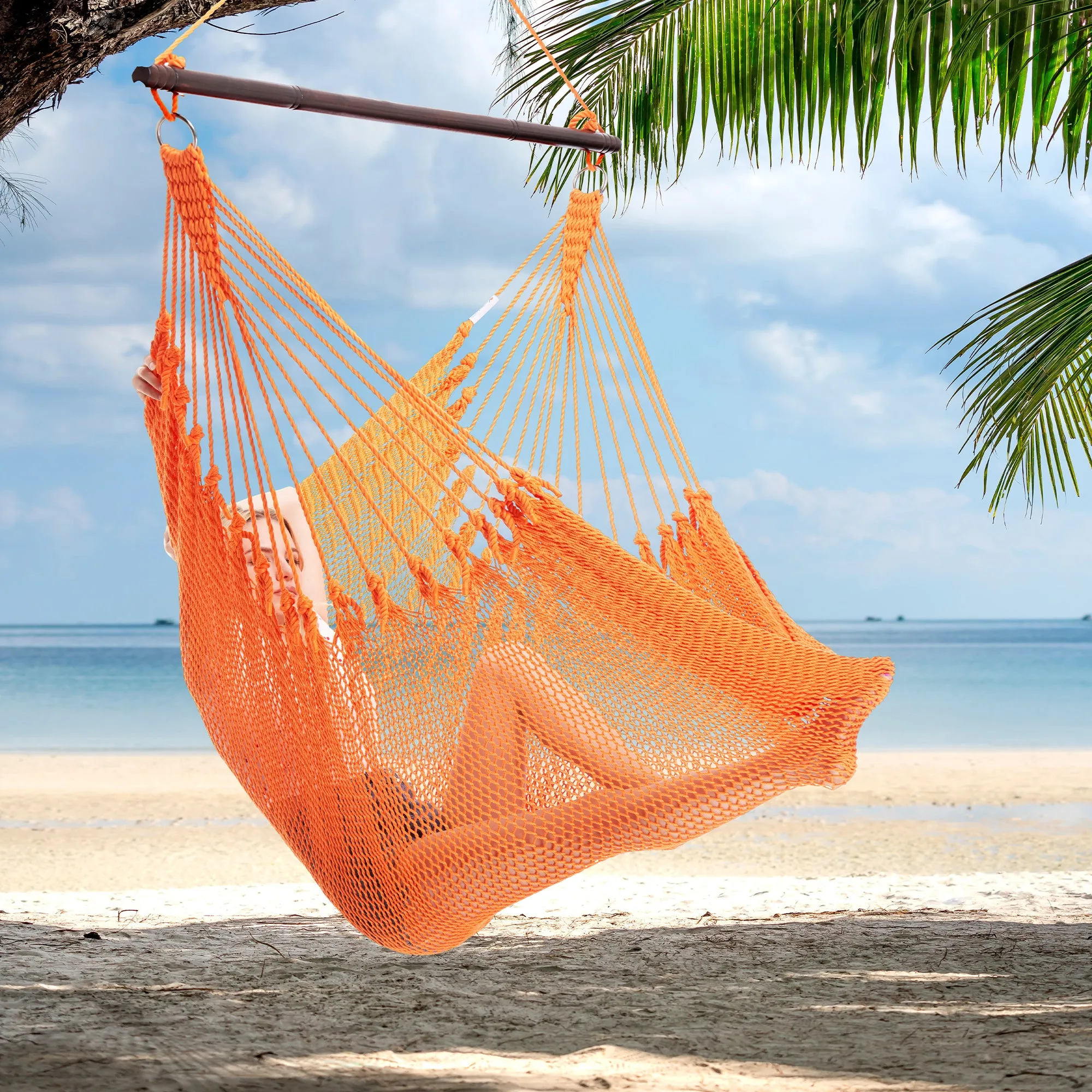 Jumbo Caribbean Hammock Chair - Orange