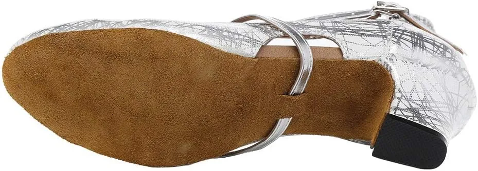 JUODVMP Womens Dance Shoes Cross-Strap Salsa Ballroom Latin Dance Shoes Closed-Toe Modle YCL335