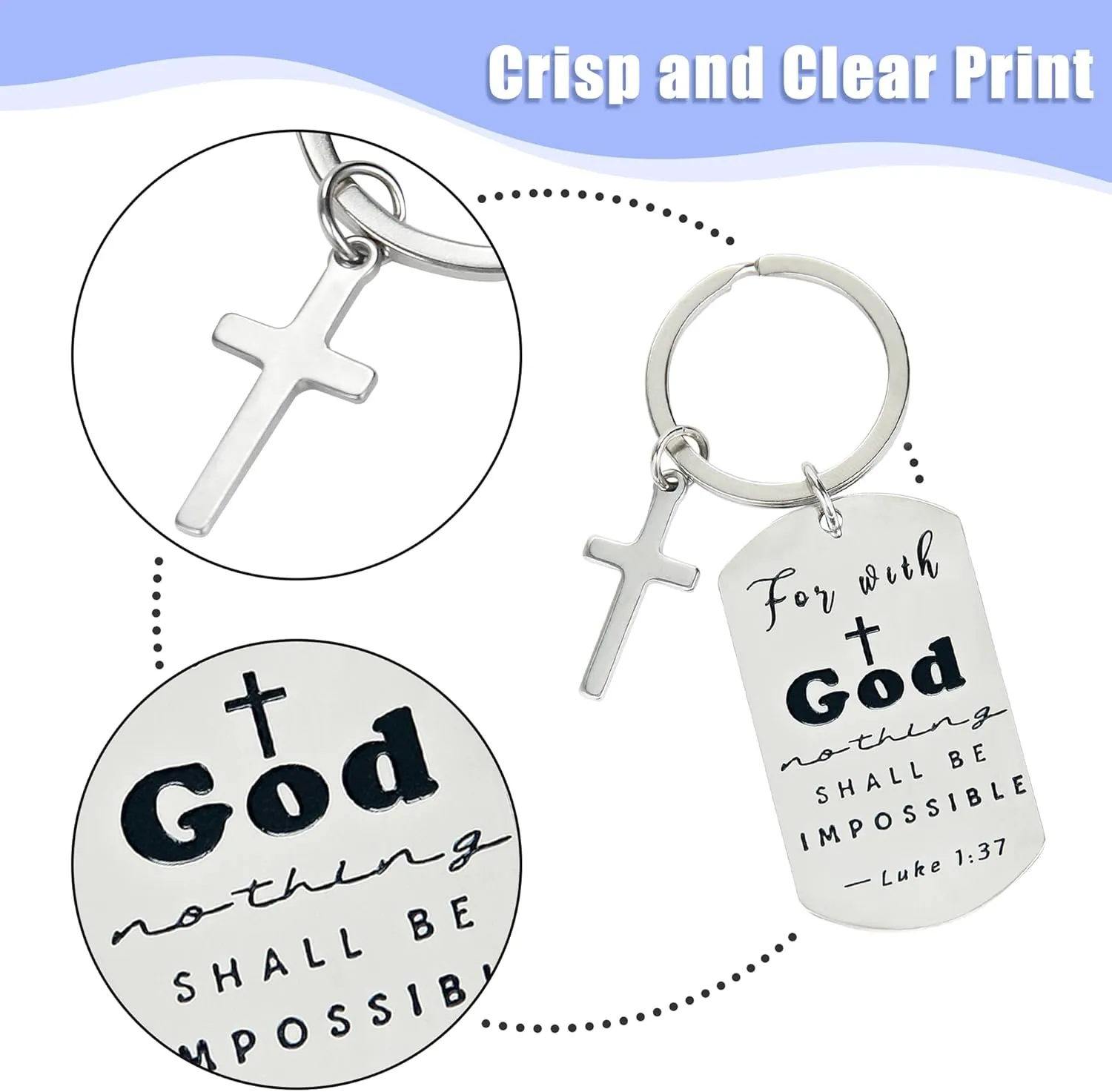 kilofly Christian Inspirational Bible Verse Keychain Gift Cross Charm