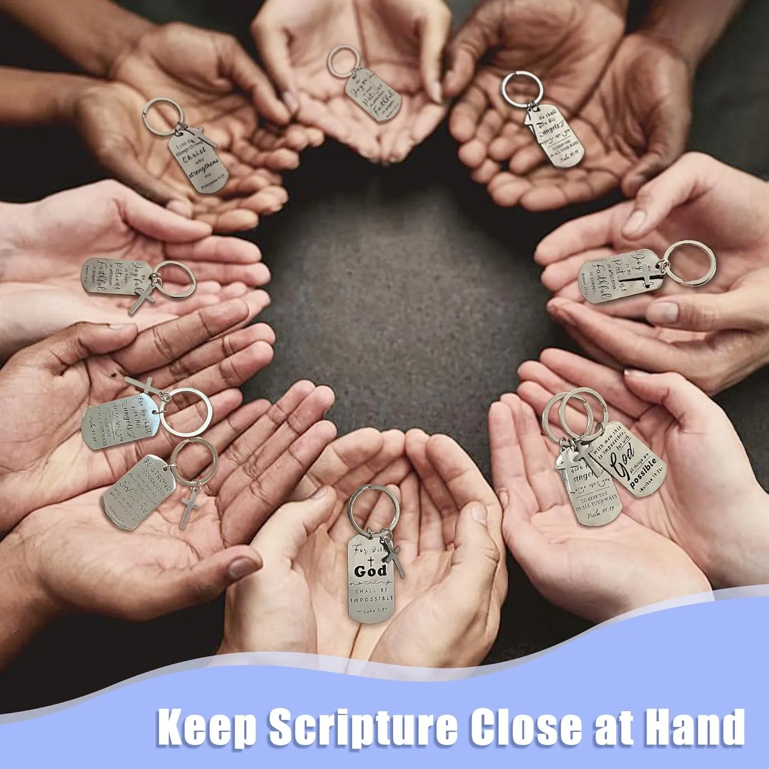 kilofly Christian Inspirational Bible Verse Keychain Gift Cross Charm