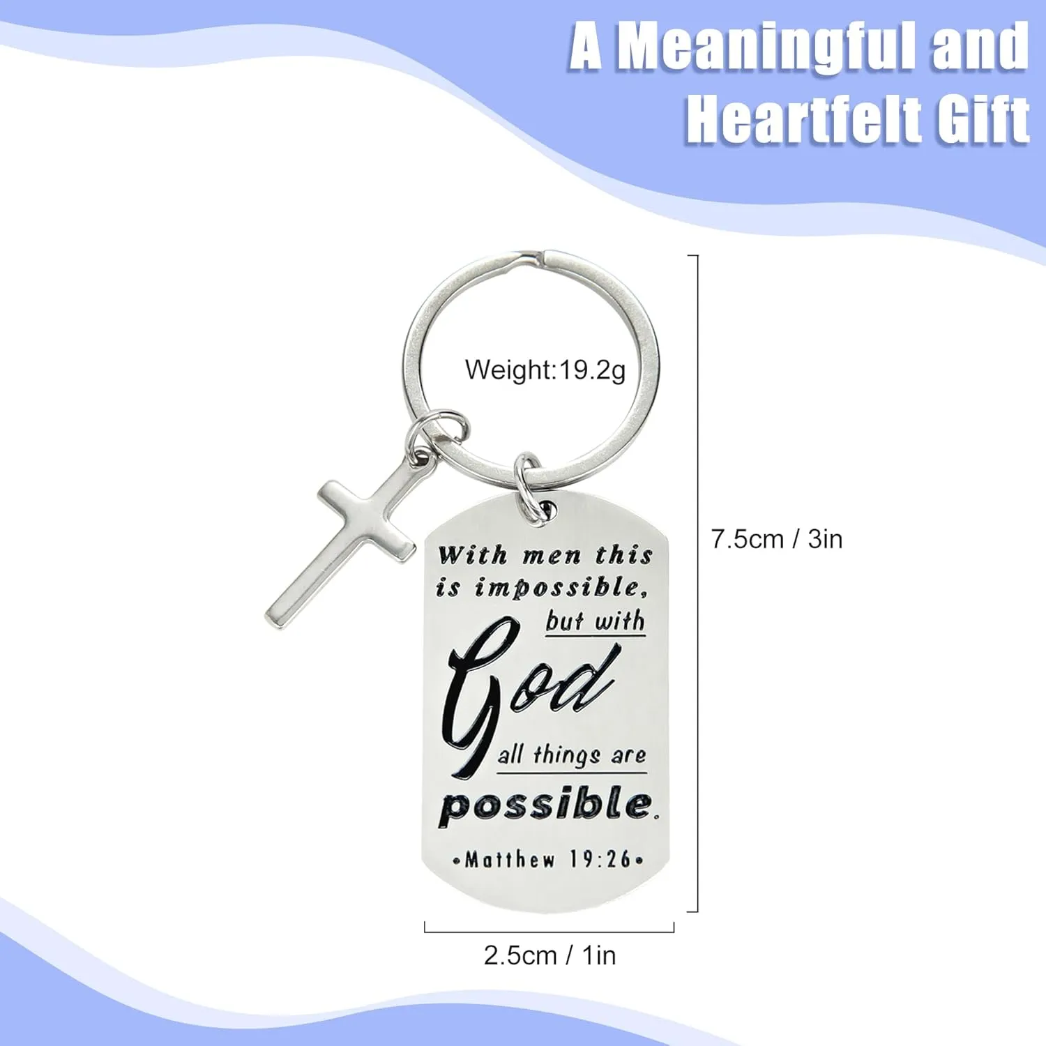 kilofly Christian Inspirational Bible Verse Keychain Gift Cross Charm