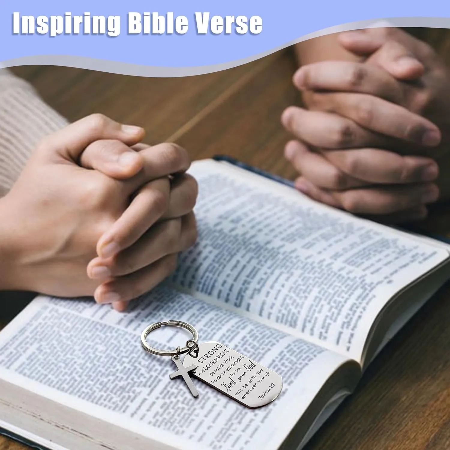 kilofly Christian Inspirational Bible Verse Keychain Gift Cross Charm