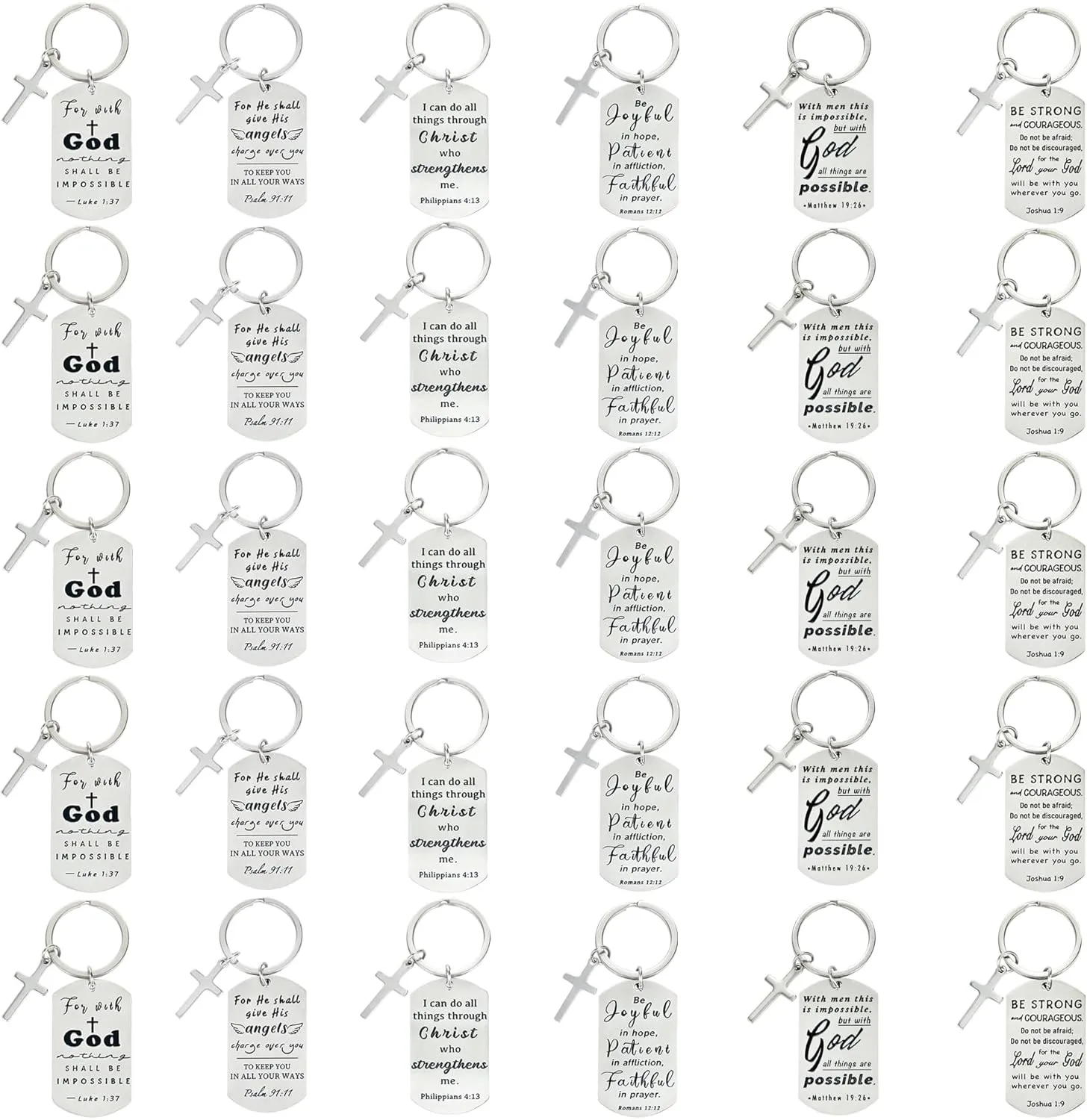 kilofly Christian Inspirational Bible Verse Keychain Gift Cross Charm
