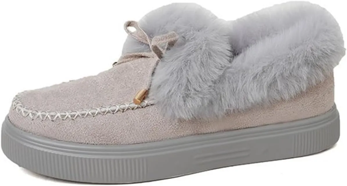 Ladmiple Snow Boots For Women Wide Width Winter Boots Lace Up Fur Lined Lightweight Cold Weather Warm Ankle Booties