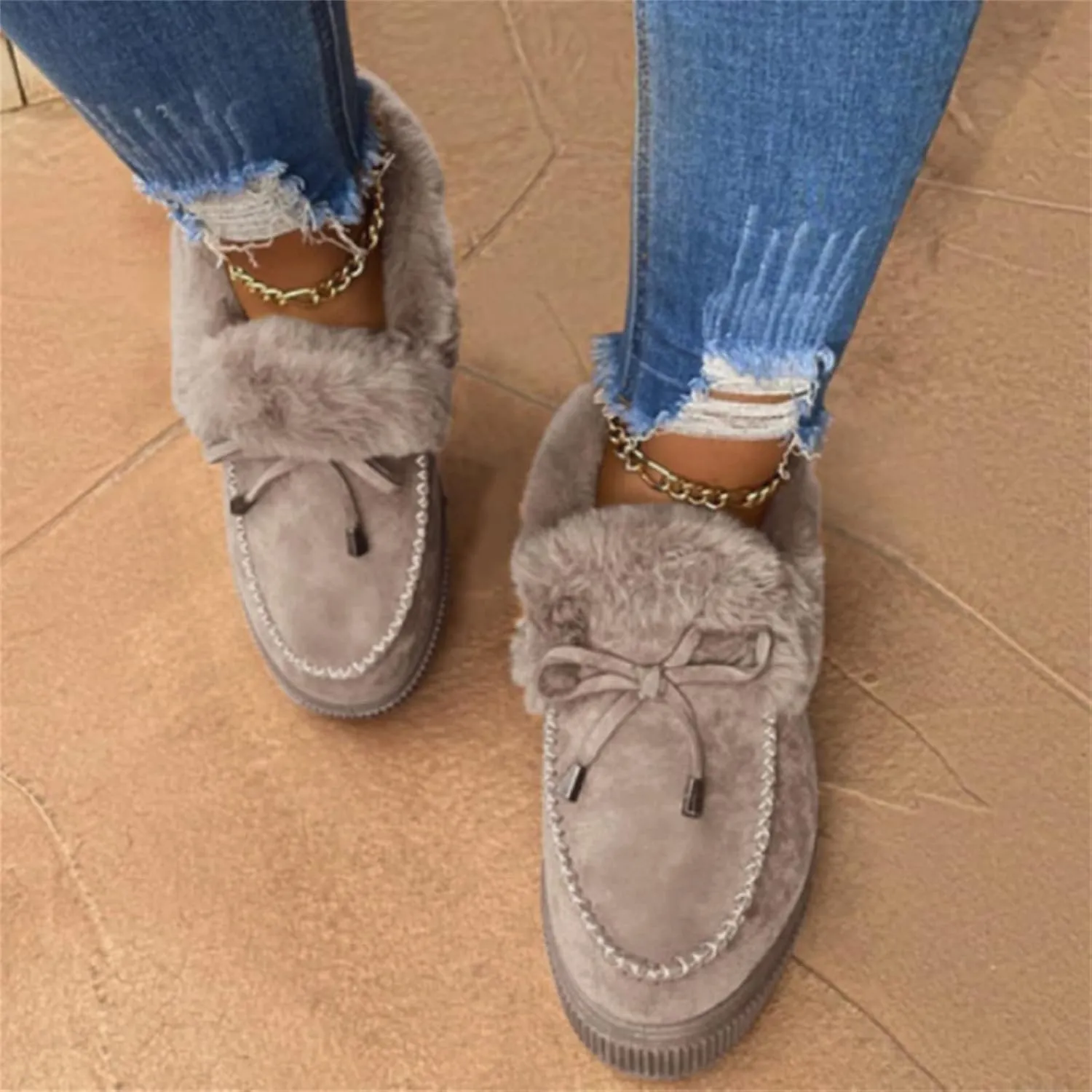 Ladmiple Snow Boots For Women Wide Width Winter Boots Lace Up Fur Lined Lightweight Cold Weather Warm Ankle Booties