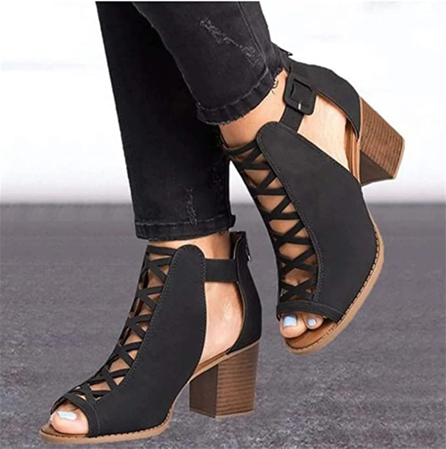 Ladmiple Summer Sandals for Women 2023 Comfy Platform Ankle Strap Cutout Wedge Sandal Open Toe Dressy High Heel Wedges