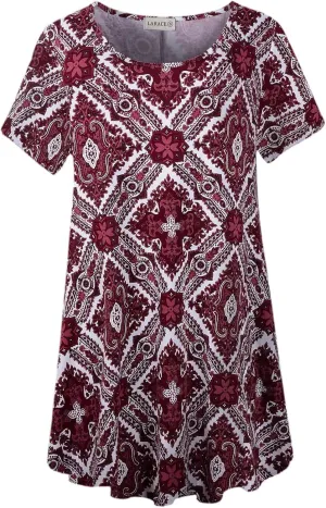 LARACE Plus Size Tops for Women Short Sleeve Shirts Casual Summer Clothes Round Neck Tunics for Leggings