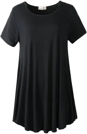 LARACE Plus Size Tops for Women Short Sleeve Shirts Casual Summer Clothes Round Neck Tunics for Leggings