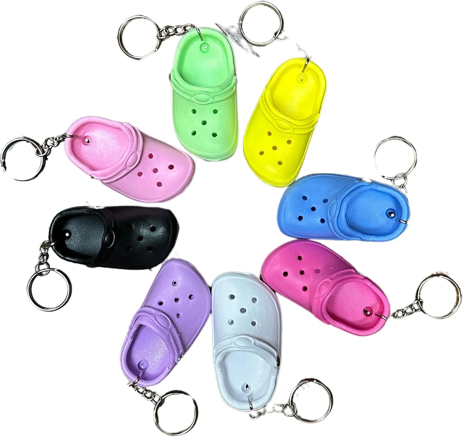 Lashicorn Shoe Keychain with Holes for Gibbitz | 8 Pack Bulk Shoe Mini Charm Accessory Mini Party Favor Gag Gift White Green Blue Yellow
