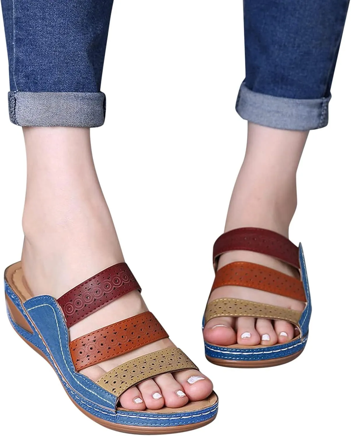 Leather Orthopedic Sandals for Women Orthotic Rainbow Flip Flops Woman's Summer Sandals Orthotic Women's Sandals Flat Black, No Back Strap Orthopedic Confort Formal Sandals for Women 2025