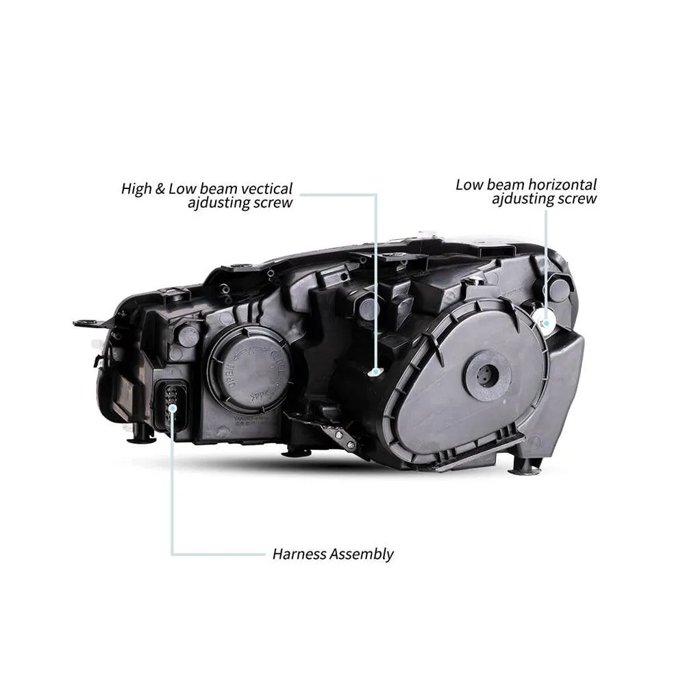 LED Headlight Assembly Dual Beam Projector Black For 2008-2014 Volkswagen Golf 6th Gen (Mk6/A6 Typ 5K）