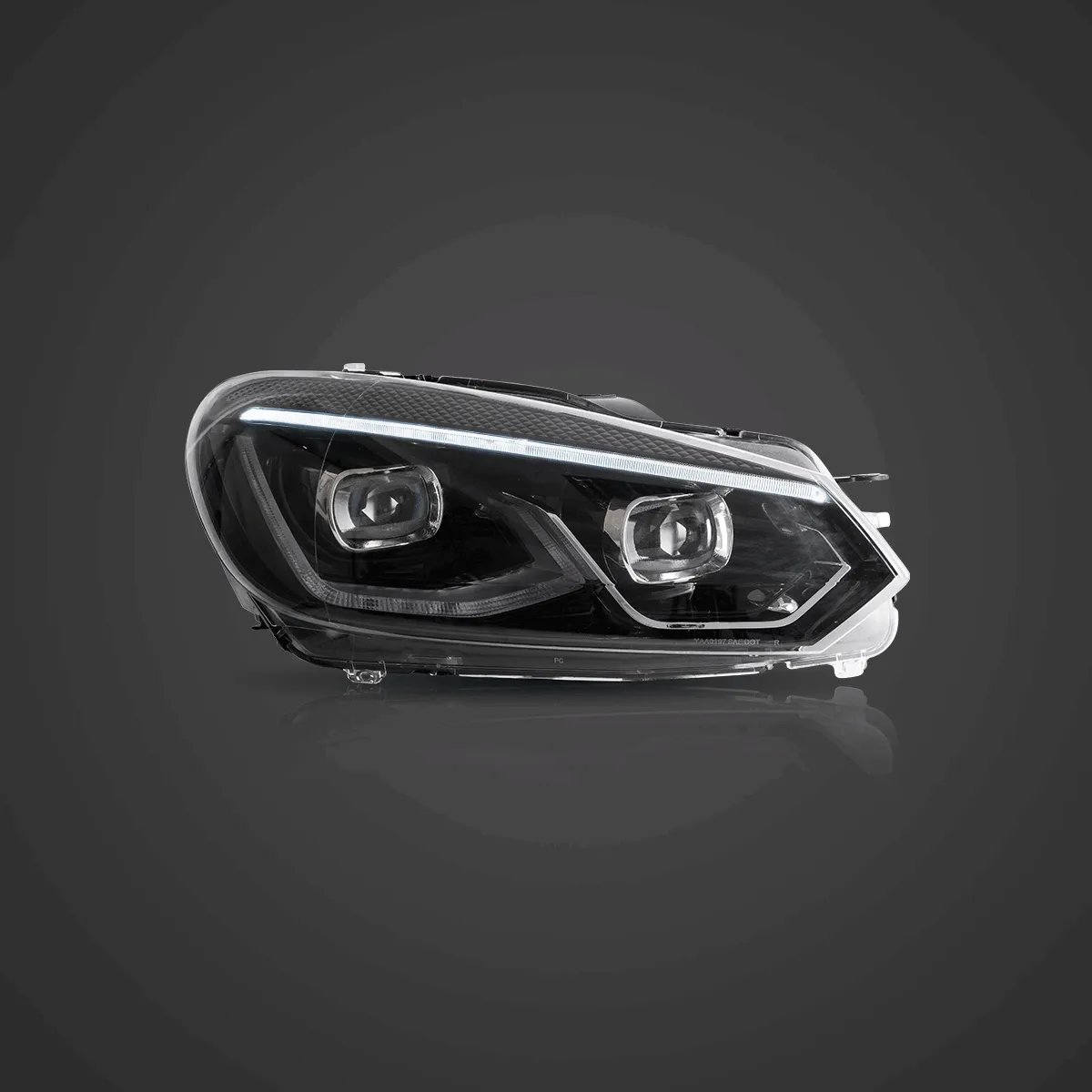 LED Headlight Assembly Dual Beam Projector Black For 2008-2014 Volkswagen Golf 6th Gen (Mk6/A6 Typ 5K）