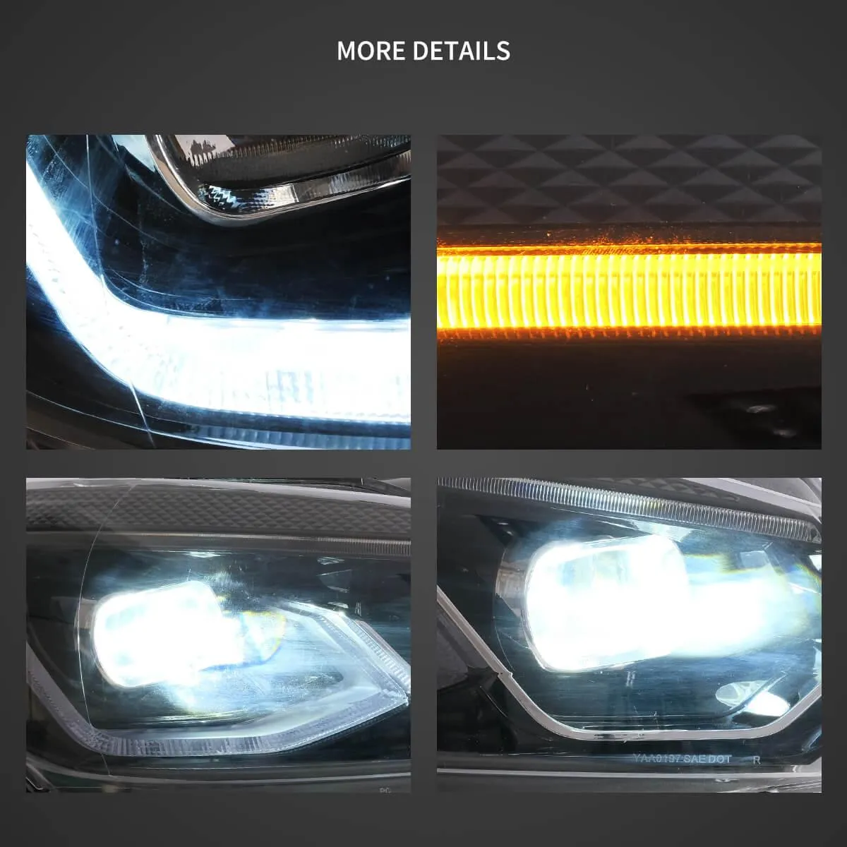 LED Headlight Assembly Dual Beam Projector Black For 2008-2014 Volkswagen Golf 6th Gen (Mk6/A6 Typ 5K）