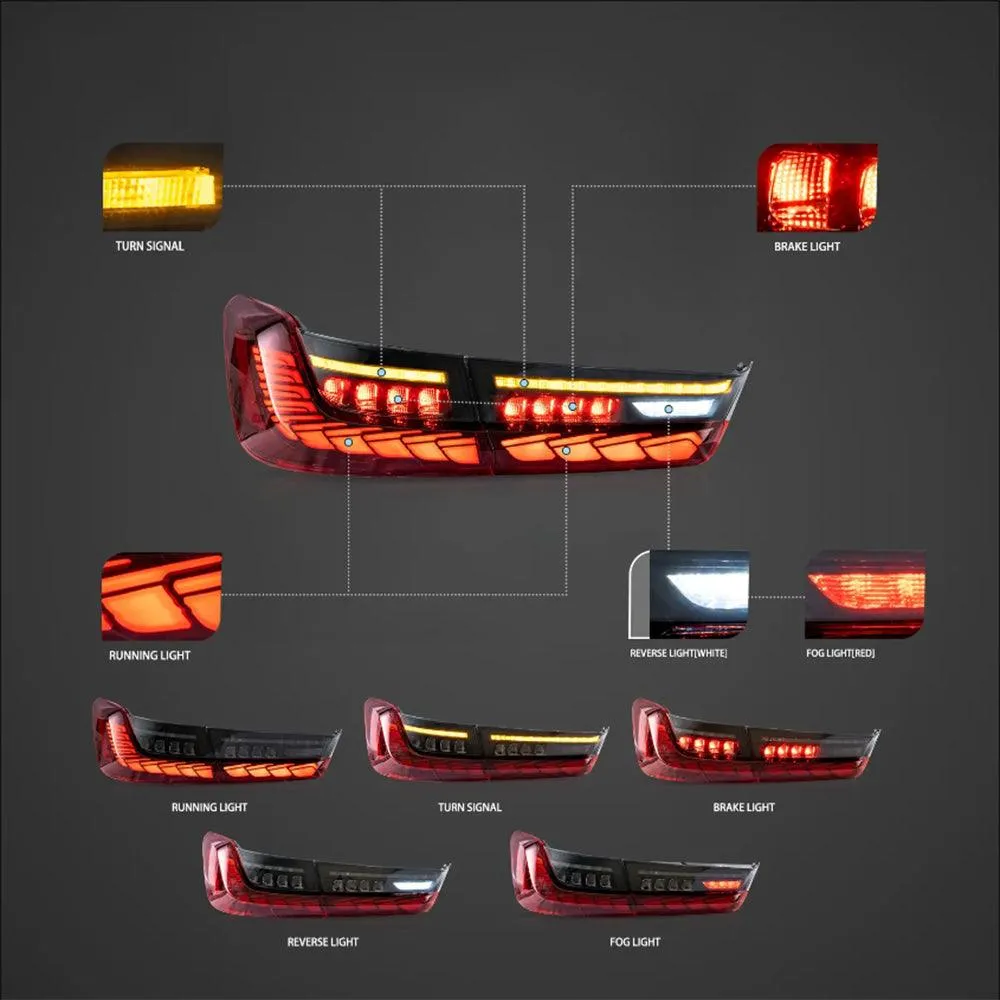 LED Tail Lights Assembly Sequential Turn Signal With Dynamic Welcome Light For 2018-2022 BMW 3 Series 7th Gen G20/G28/G80