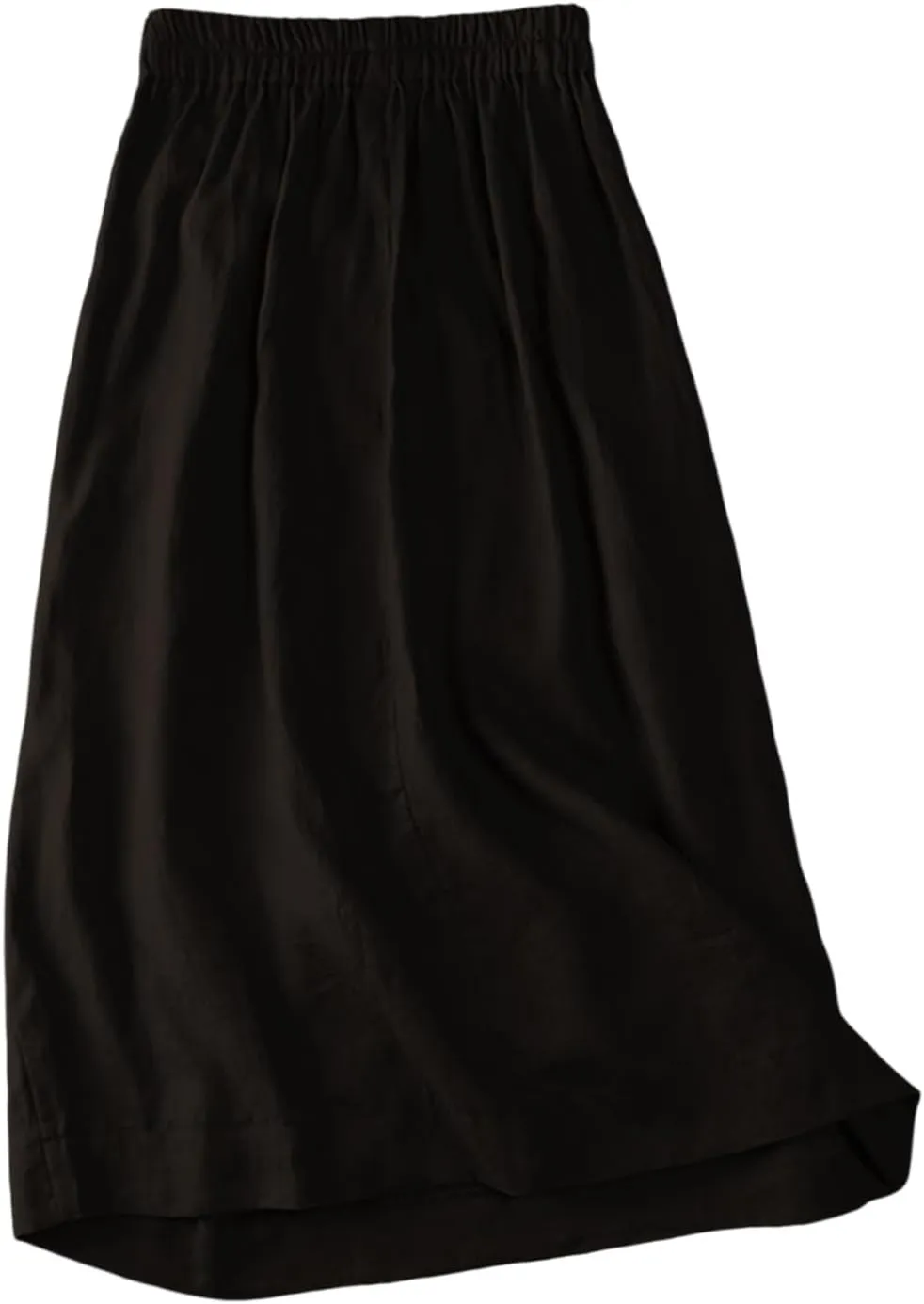 Linen Skirts for Women Midi Length Casual Summer Elastic High Waist Boho Skirt A Line Button Front Vacation Outfits