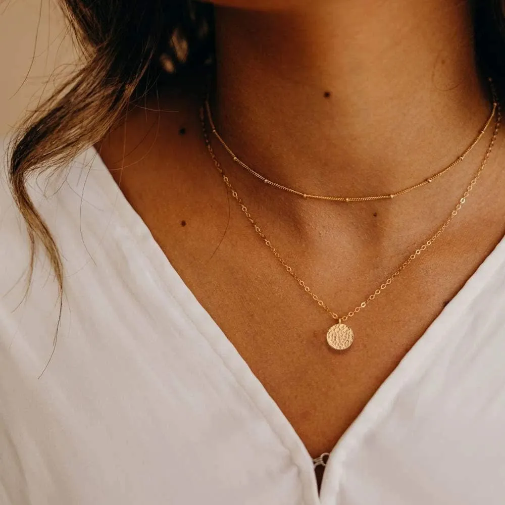 LOYATA Gold Layered Choker Necklace 14K Gold Plated Bar Coin Charm Pendant Neckalce Delicate Multilayer Choker Necklaces for Women