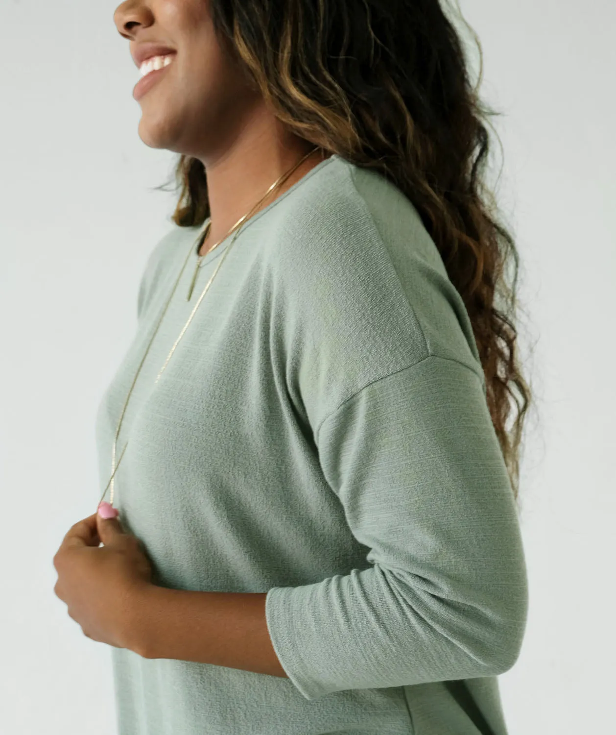 MAGNOLIA lightweight sweater tunic in Sage
