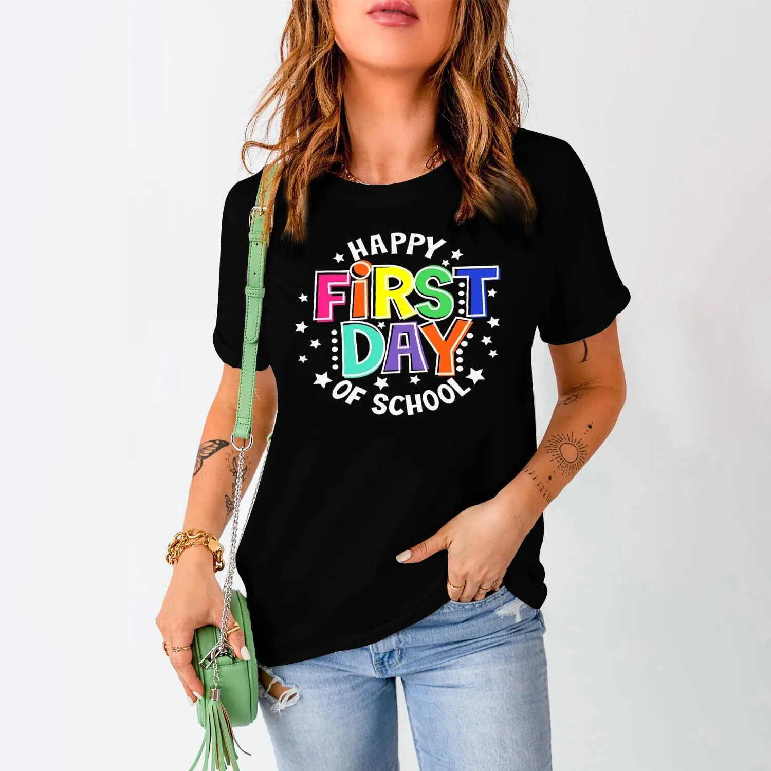 MAIHUN Women Teacher Life Shirt Teacher Gift Short Sleeve Shirts It s a Beautiful Day for Learning T-Shirt