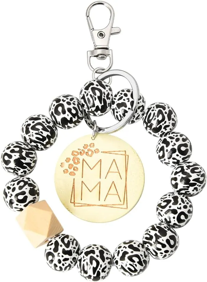 Mama Beaded Keychain Wristlet for Women Mom Christmas Gift Ideas Birthday Gifts for Mother in Law Stocking Stuffers for Moms Bead Wrist Key Chains for Expecting New Mom Gifts for Stepmom Stepmother