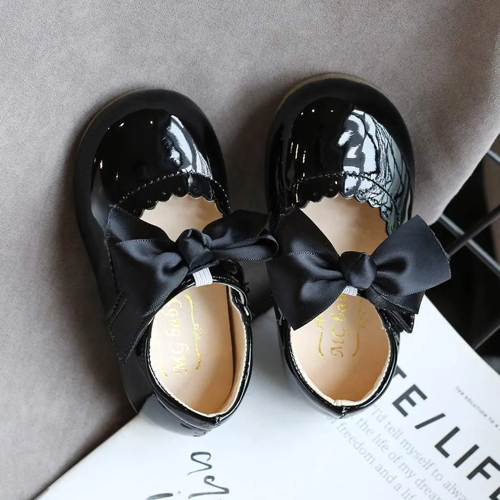 Mary Jane Dress Shoes for Girl Toddler Kid Butterfly Knot Princess Leather Shoes Sandals Ballerina Flats Shoes