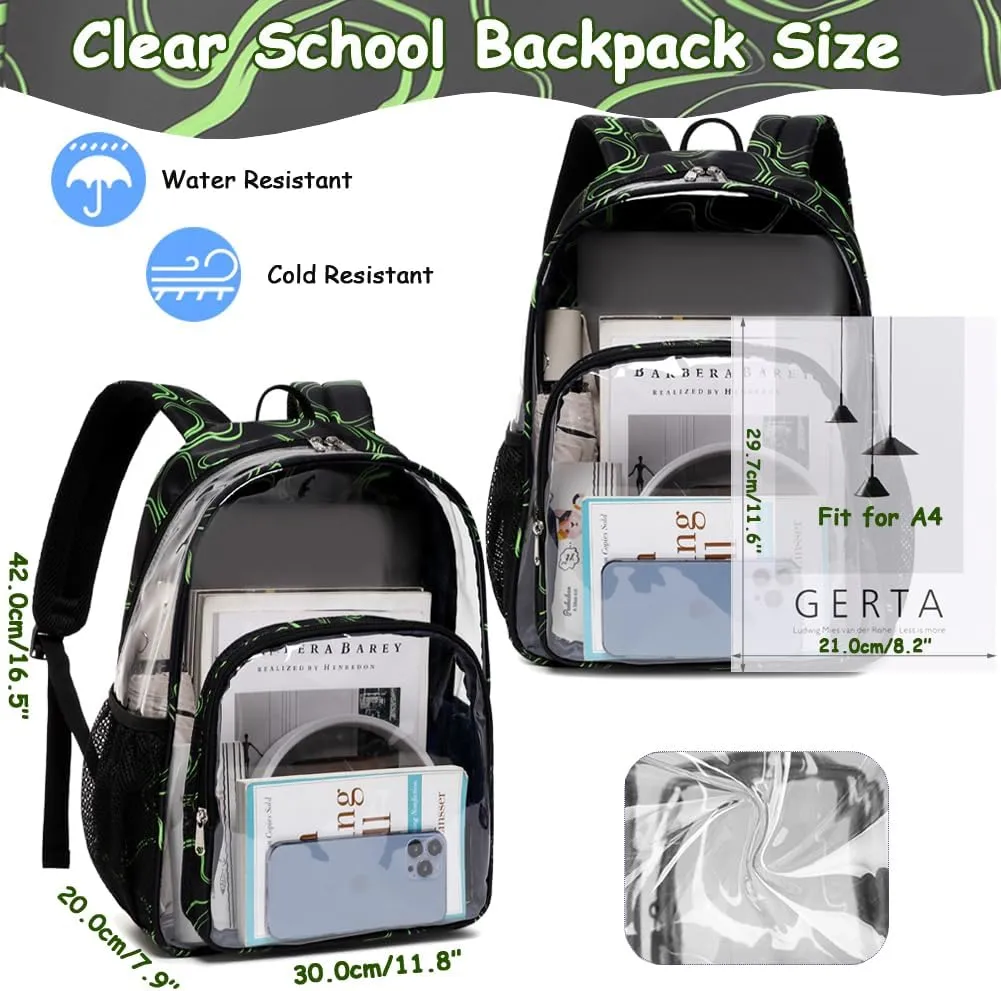 Meisohua Clear Backpack Heavy Duty Transparent See Through Clear Bookbags for School Clear Backpack for Stadium Events College Work Travel Security