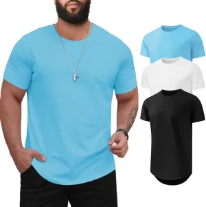 Men's 3XL-8XL 3 Pack Big and Tall T-Shirts Casual Stretch Short-Sleeve Shirts for Men