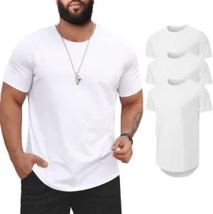 Men's 3XL-8XL 3 Pack Big and Tall T-Shirts Casual Stretch Short-Sleeve Shirts for Men