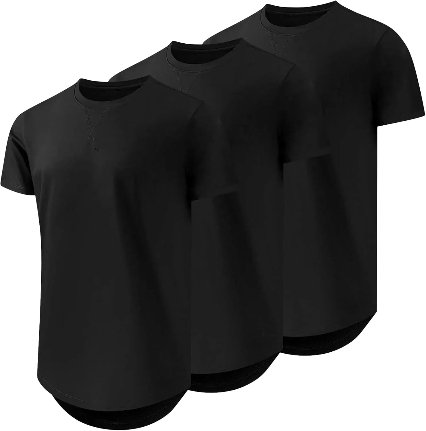 Men's 3XL-8XL 3 Pack Big and Tall T-Shirts Casual Stretch Short-Sleeve Shirts for Men