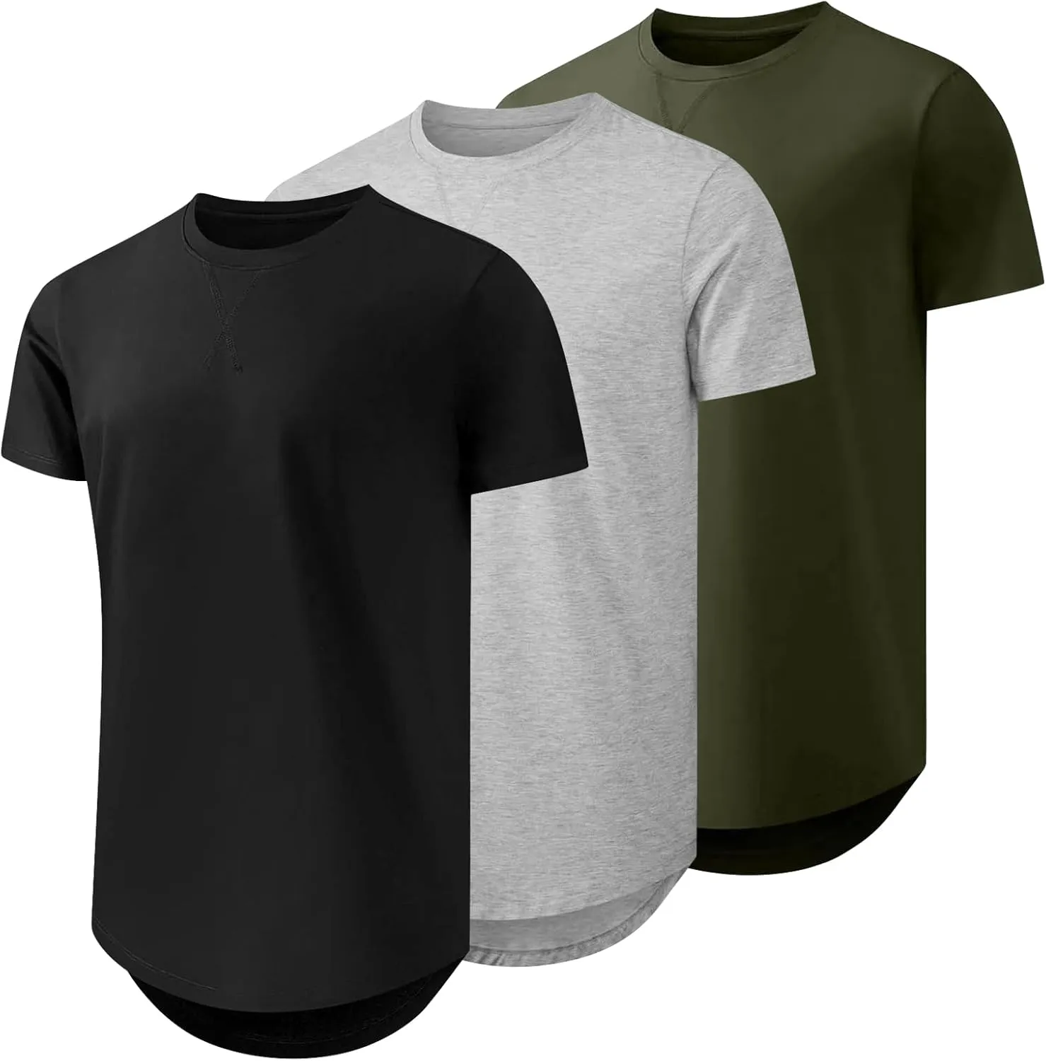 Men's 3XL-8XL 3 Pack Big and Tall T-Shirts Casual Stretch Short-Sleeve Shirts for Men