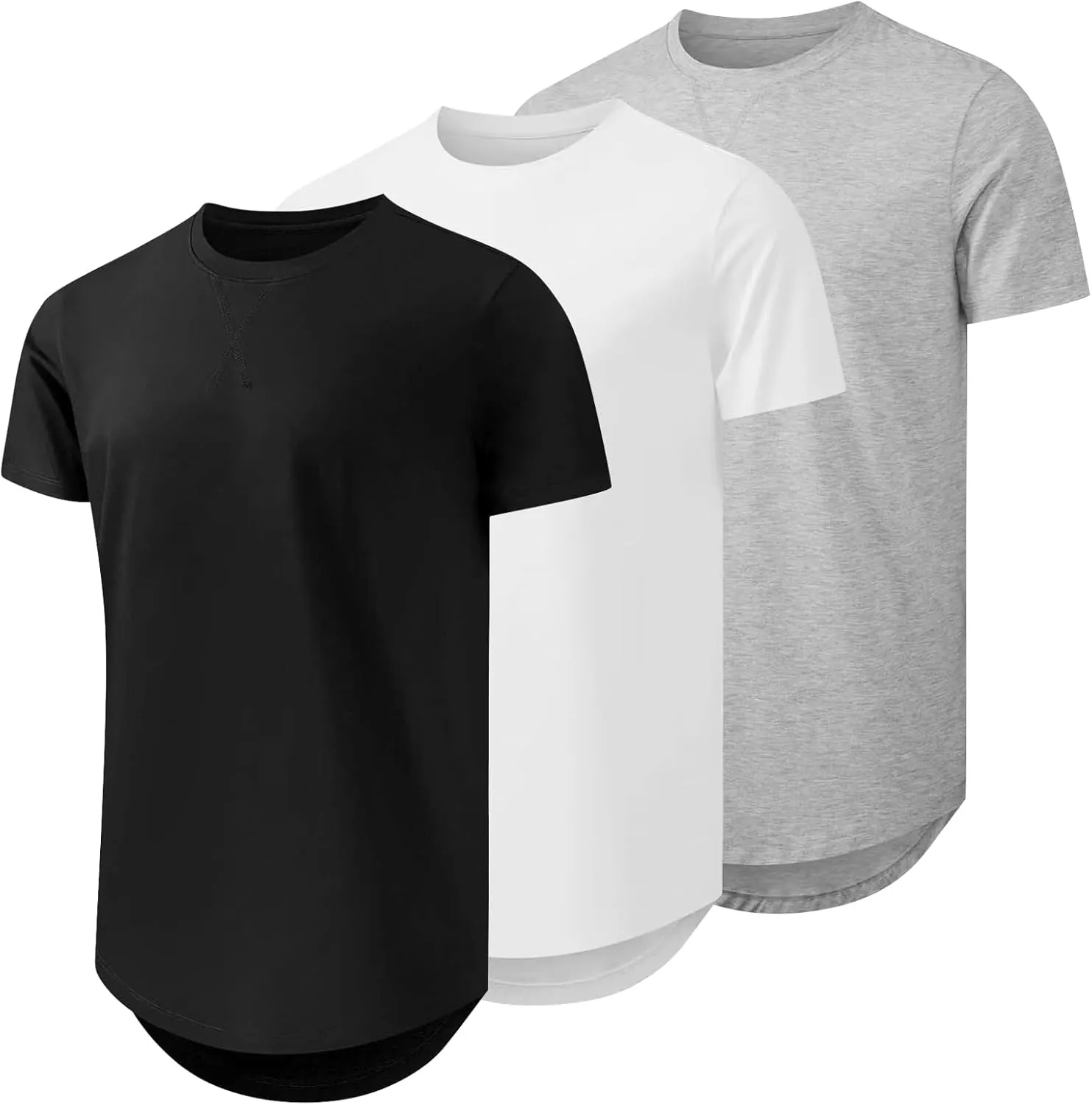 Men's 3XL-8XL 3 Pack Big and Tall T-Shirts Casual Stretch Short-Sleeve Shirts for Men