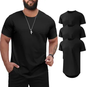 Men's 3XL-8XL 3 Pack Big and Tall T-Shirts Casual Stretch Short-Sleeve Shirts for Men