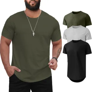 Men's 3XL-8XL 3 Pack Big and Tall T-Shirts Casual Stretch Short-Sleeve Shirts for Men
