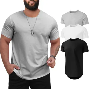 Men's 3XL-8XL 3 Pack Big and Tall T-Shirts Casual Stretch Short-Sleeve Shirts for Men