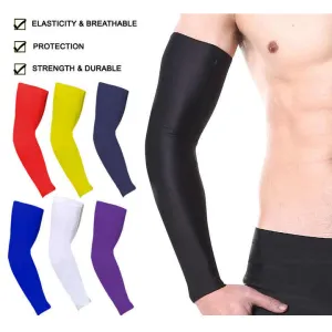 Mens Arm Sleeves High Elastic Quick Dry Breathable Sports Running, Workout Bask .. أكمام ذراع للرجال عالية المرونة وسريعة الجفاف وقابلة للتهوية للرياضة والجري والتمرين وكرة السلة وركوب الدراجات ودعامة الكوع etball Cycling Elbow Brace