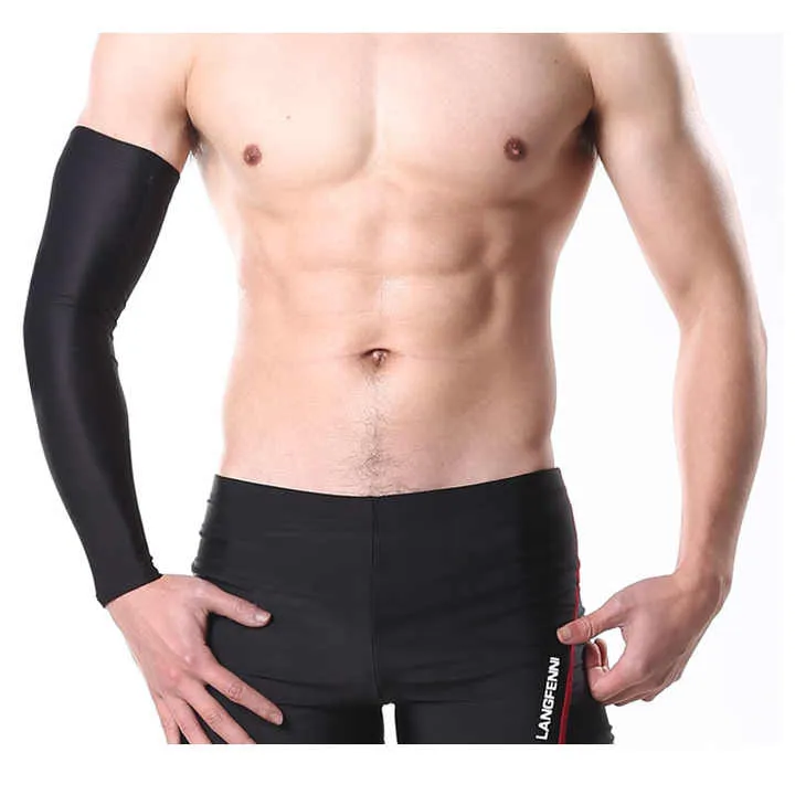 Mens Arm Sleeves High Elastic Quick Dry Breathable Sports Running, Workout Bask .. أكمام ذراع للرجال عالية المرونة وسريعة الجفاف وقابلة للتهوية للرياضة والجري والتمرين وكرة السلة وركوب الدراجات ودعامة الكوع etball Cycling Elbow Brace