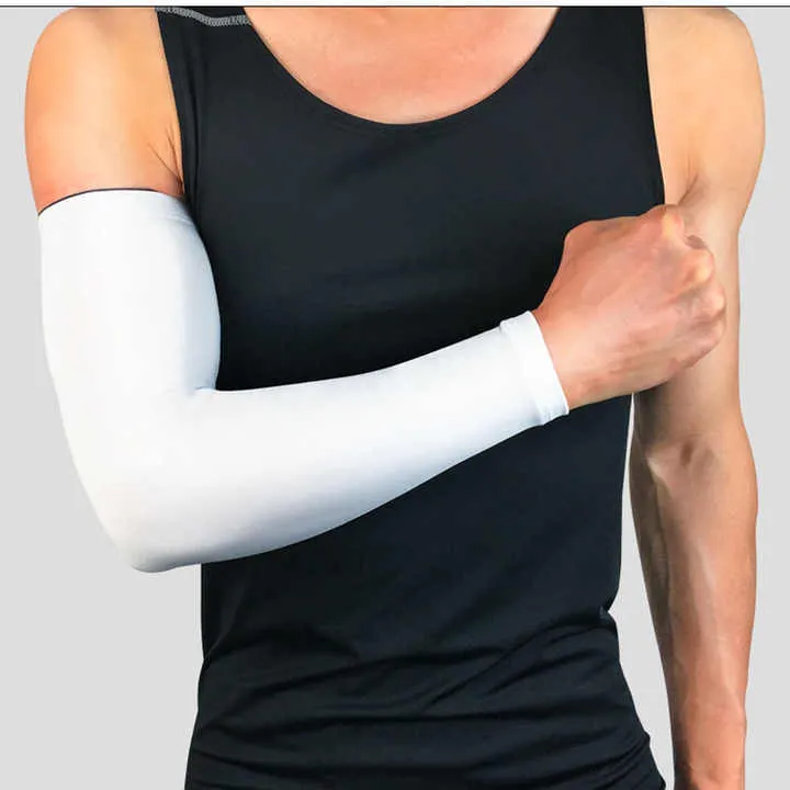 Mens Arm Sleeves High Elastic Quick Dry Breathable Sports Running, Workout Bask .. أكمام ذراع للرجال عالية المرونة وسريعة الجفاف وقابلة للتهوية للرياضة والجري والتمرين وكرة السلة وركوب الدراجات ودعامة الكوع etball Cycling Elbow Brace
