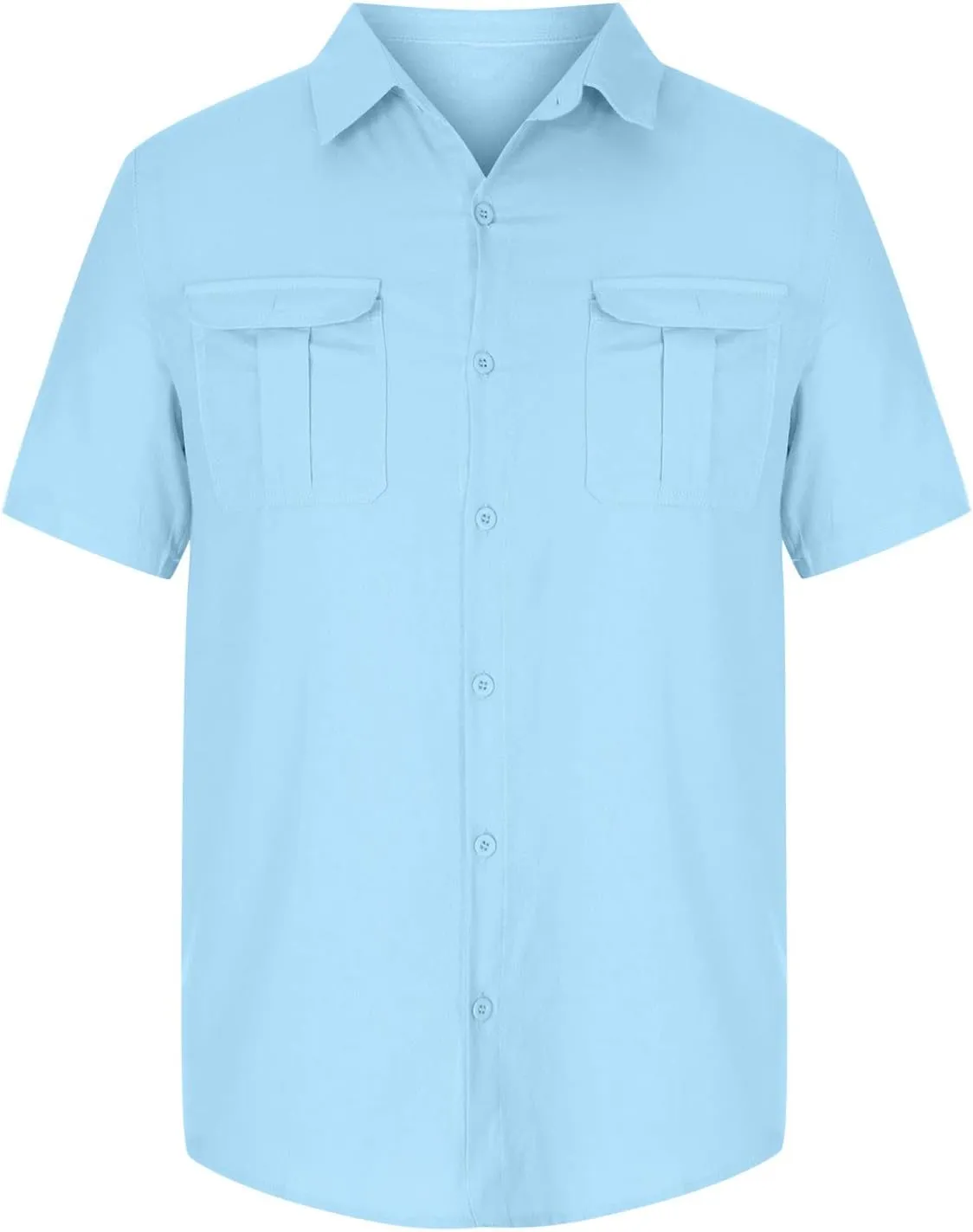 Mens Button Down Short Sleeve Shirts Summer Business Casual T Shirts Cotton Hawaiian Beach Tops Holiday Vacation Clothes