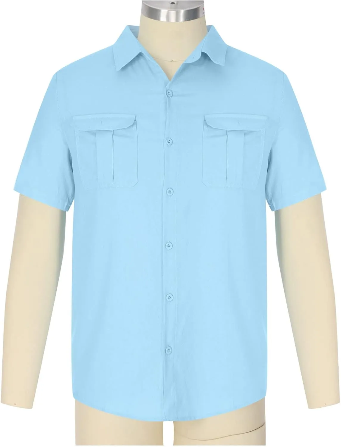 Mens Button Down Short Sleeve Shirts Summer Business Casual T Shirts Cotton Hawaiian Beach Tops Holiday Vacation Clothes