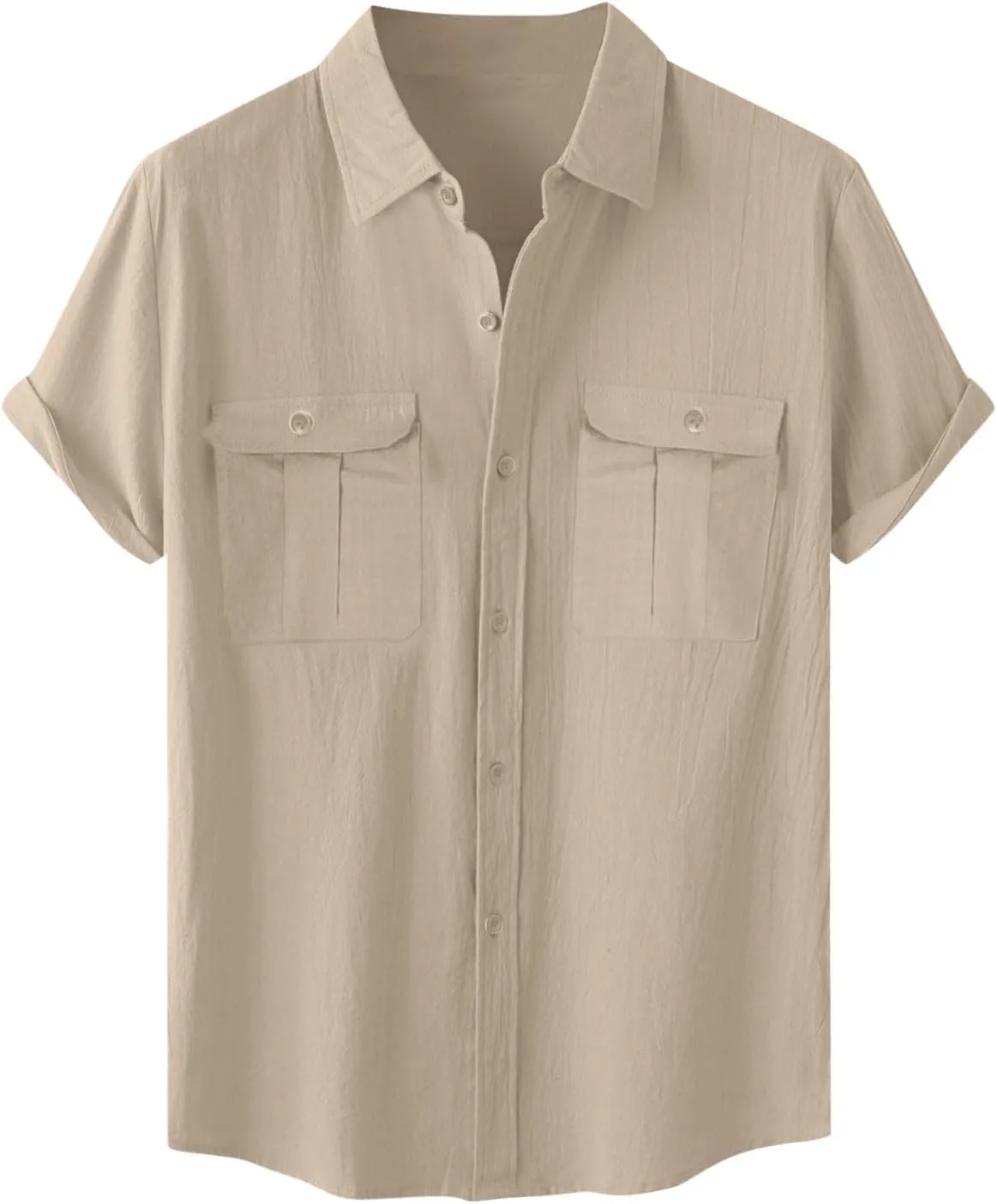 Men's Cotton Linen Short Sleeve Shirts 2025 Summer Tops Button Down Casual Collared Shirts Vacation Beach Outfits