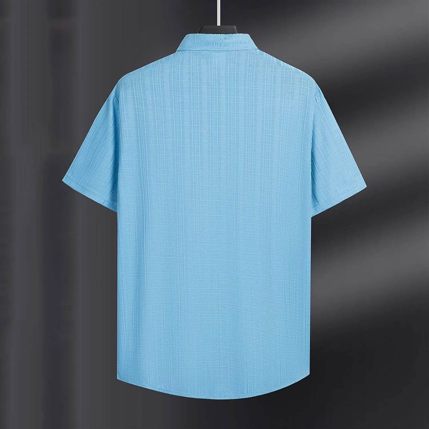 Men's Cotton Linen Short Sleeve Shirts Casual Lightweight Button Down Shirt Vacation Beach Summer Tops with Pocket